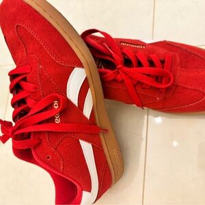 Reebok Red and White Suede Shoes
